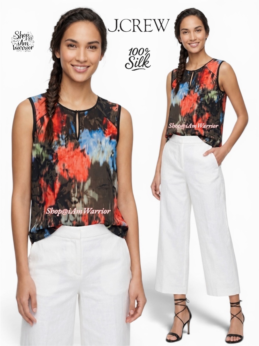 J.Crew sleeveless silk abstract watercolor top *shop@iamwarrior